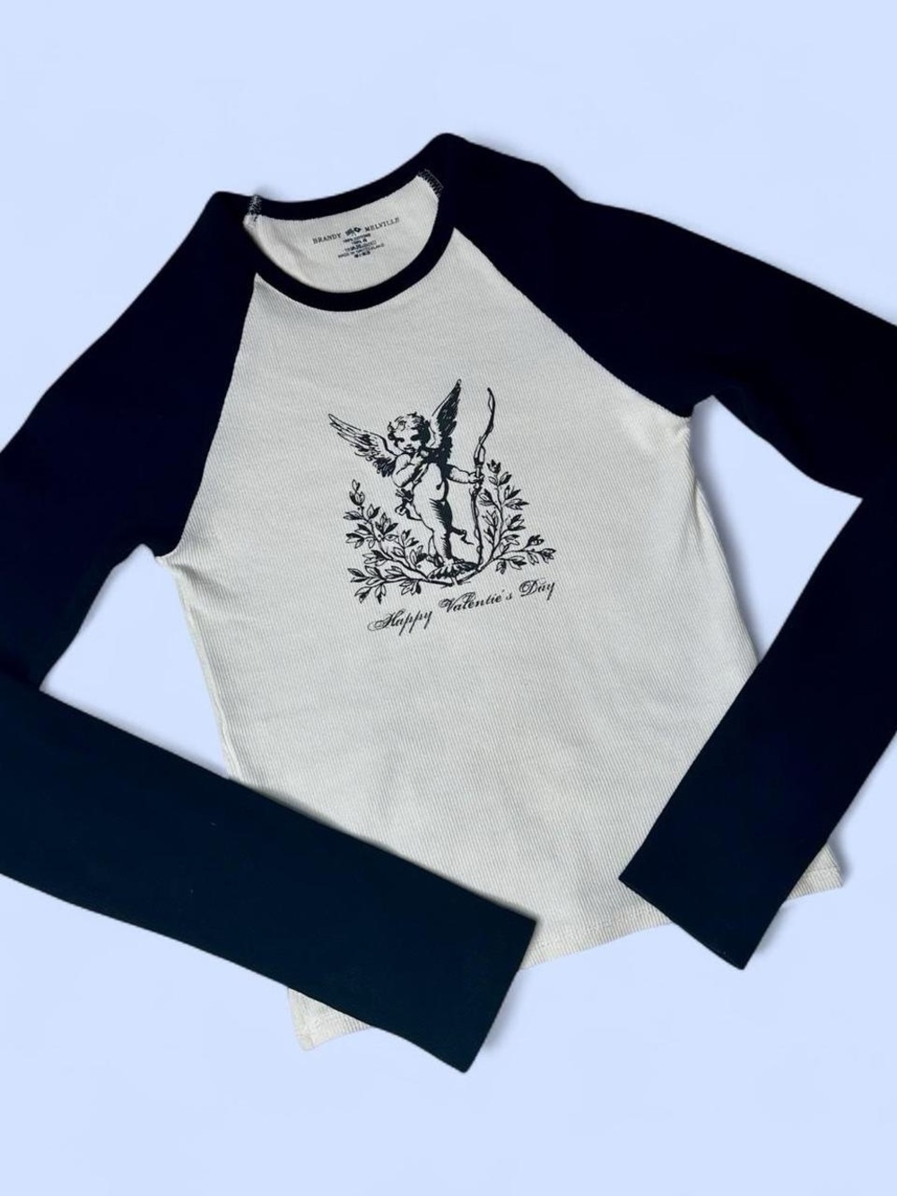 Brandy Melville Valentine’s Ribbed Baseball Long Sleeve Women’s XS/S